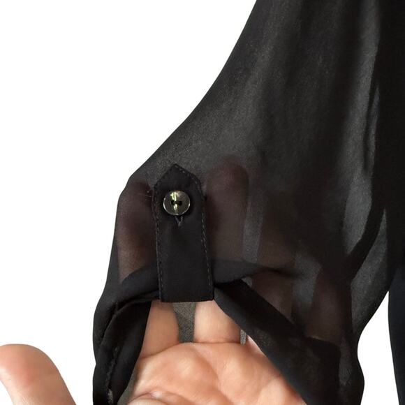 Express Sheer Black Chiffon Blouse - Size XS - Picture 4 of 5